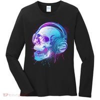 Headphones Music Lover Skull Women's Long Sleeve Shirt thumb 0