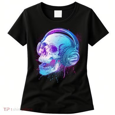 Headphones Music Lover Skull Women's T-Shirt