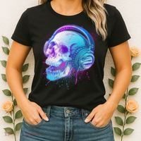 Headphones Music Lover Skull Women's T-Shirt thumb 2