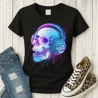 Headphones Music Lover Skull Women's T-Shirt thumb 3