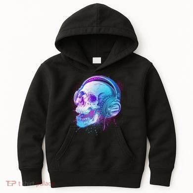 Headphones Music Lover Skull Kids Hoodie