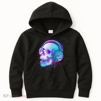 Headphones Music Lover Skull Kids Hoodie thumb 0