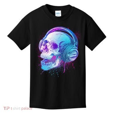 Headphones Music Lover Skull Kids T-Shirt