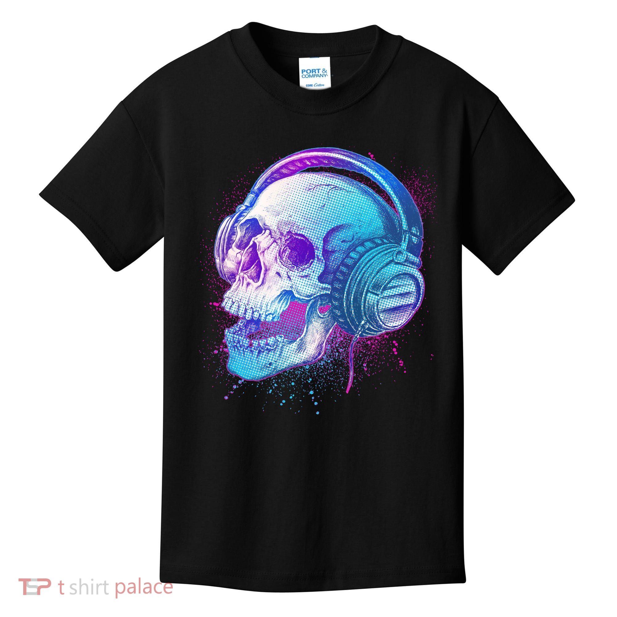 Headphones Music Lover Skull Kids T-Shirt