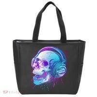 Headphones Music Lover Skull Tote Bag thumb 0