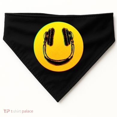 Headphones Smiley USA-Made Doggie Bandana
