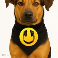 Headphones Smiley USA-Made Doggie Bandana thumb 1