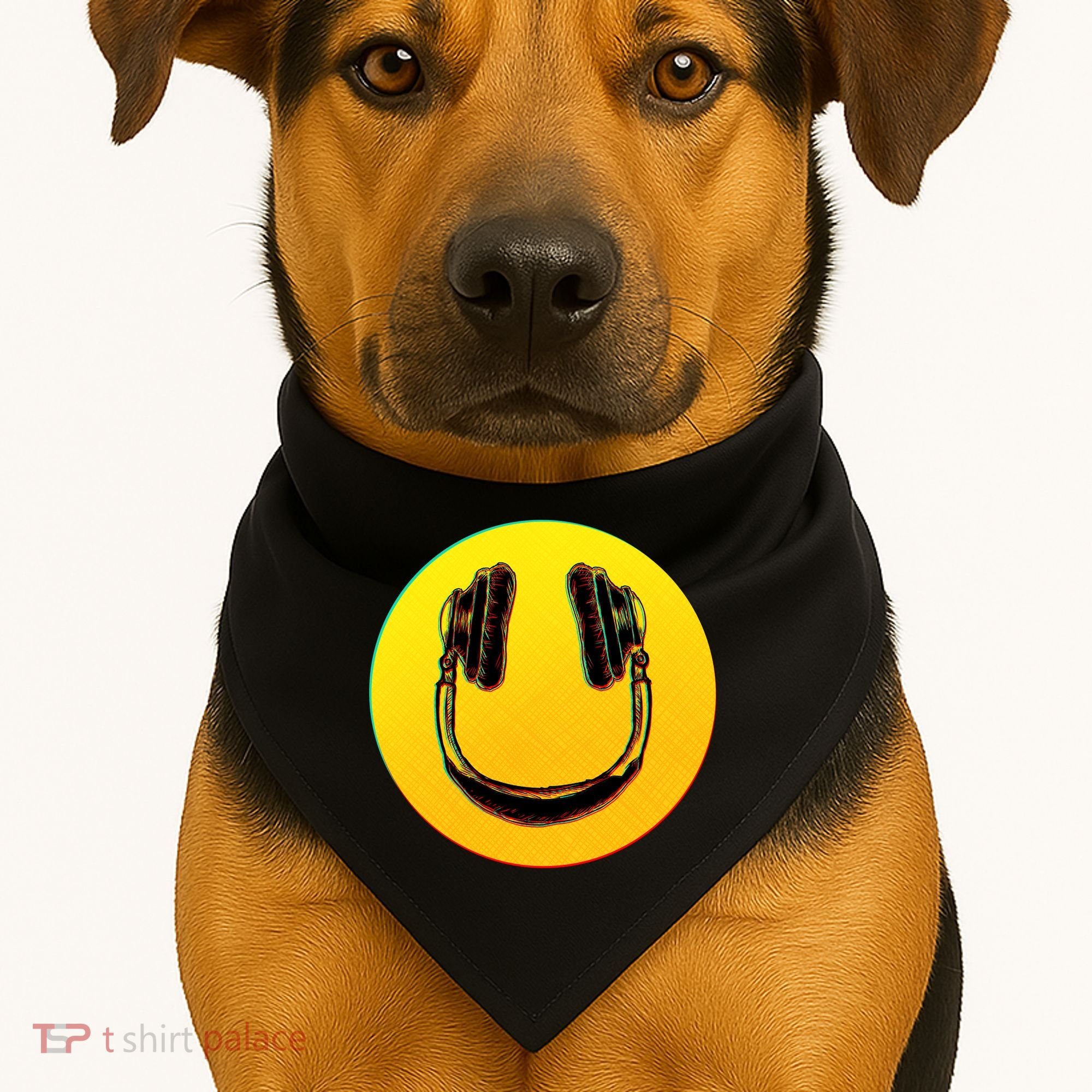 Headphones Smiley USA-Made Doggie Bandana