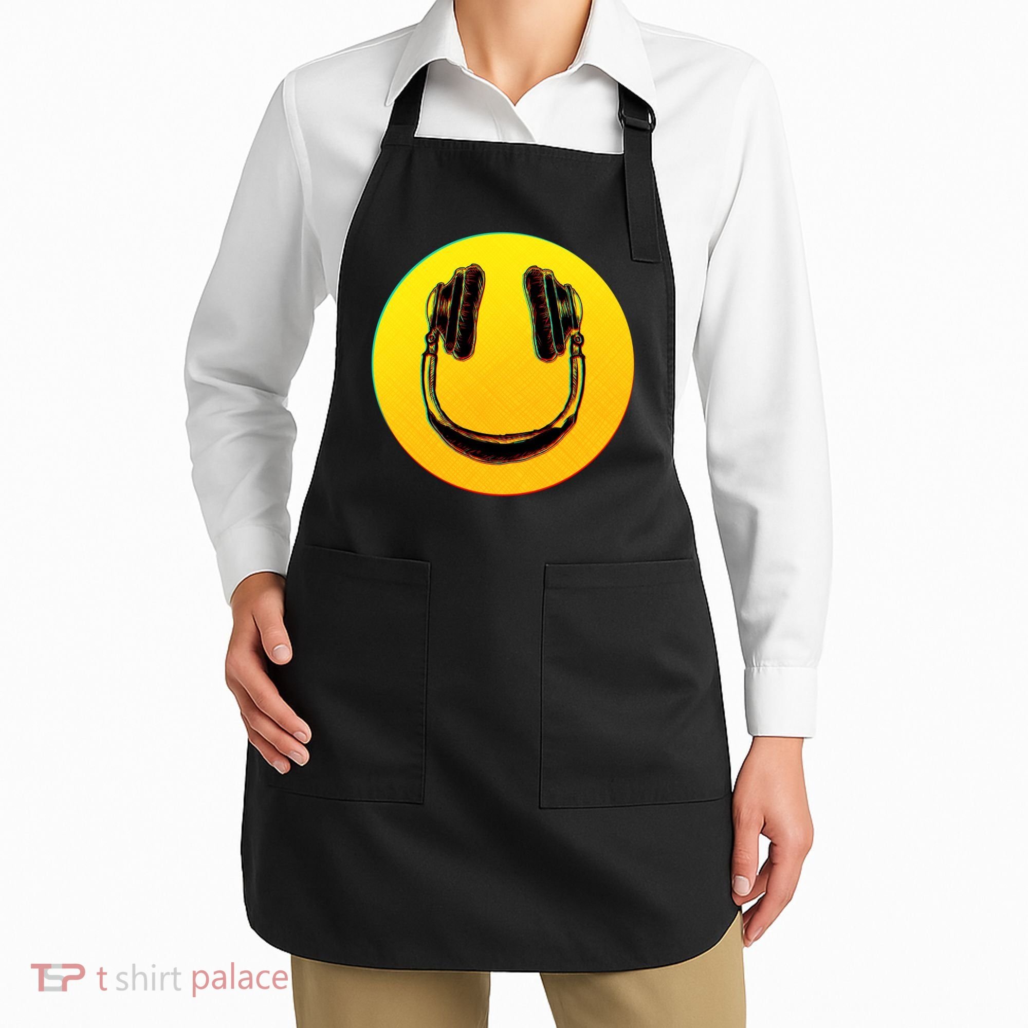 Headphones Smiley Apron
