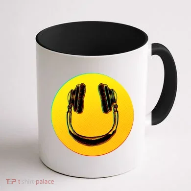 Headphones Smiley Coffee Mug back