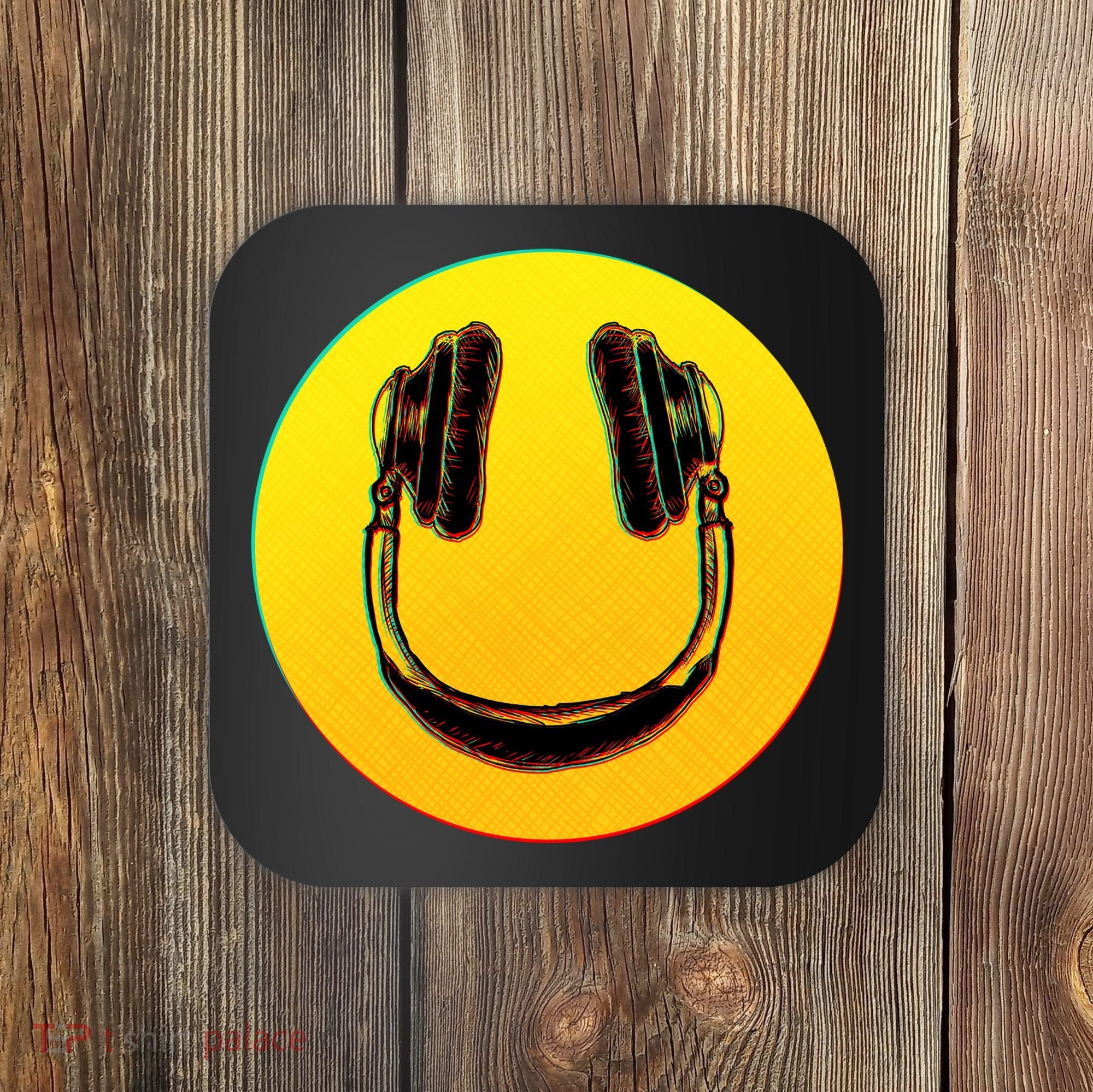 Headphones Smiley Coaster