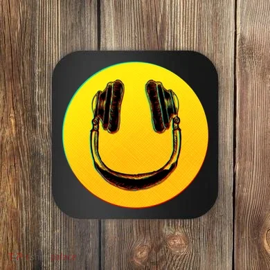 Headphones Smiley Coaster