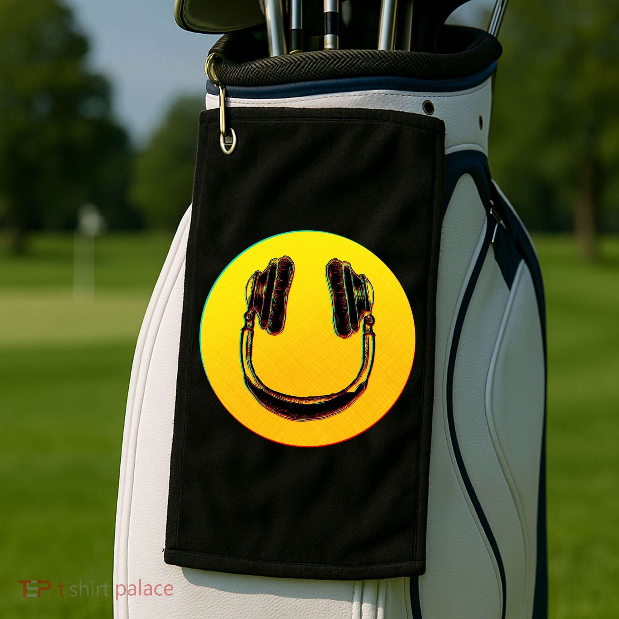 Headphones Smiley Golf Towel
