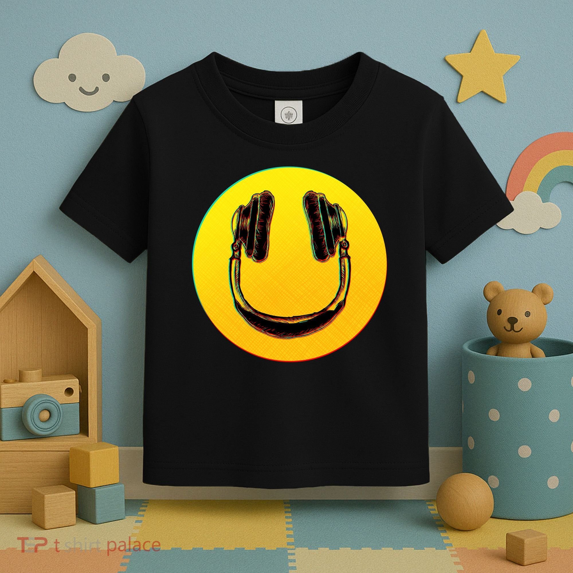 Headphones Smiley Toddler T-Shirt