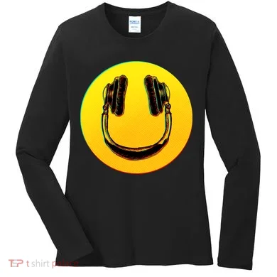 Headphones Smiley Women's Long Sleeve Shirt