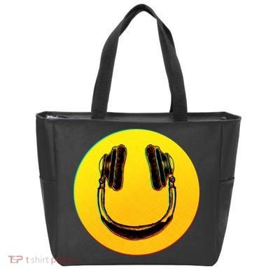 Headphones Smiley Tote Bag
