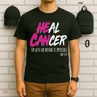 Heal Breast Cancer With God T-Shirt thumb 6