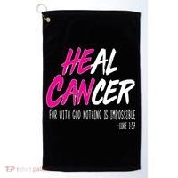 Heal Breast Cancer With God Golf Towel thumb 0