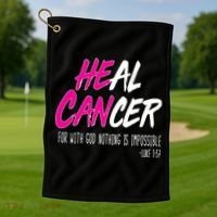 Heal Breast Cancer With God Golf Towel thumb 1