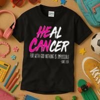 Heal Breast Cancer With God Kids T-Shirt thumb 3