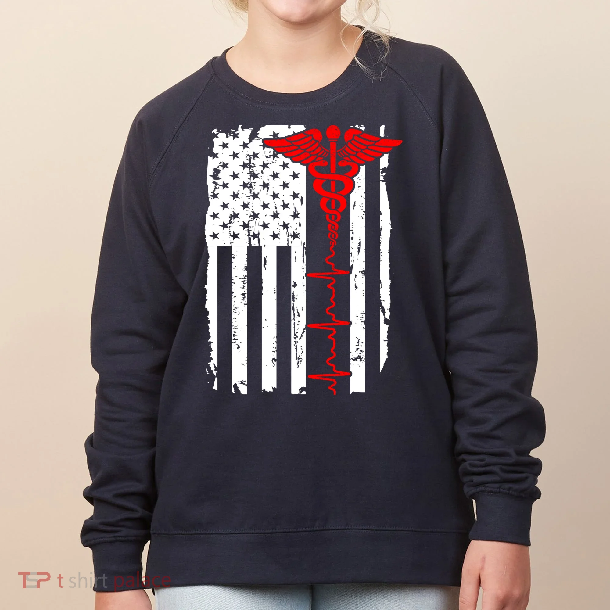 Healthcare Front line US Flag Women's Sweatshirt