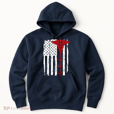 Healthcare Front line US Flag Hoodie