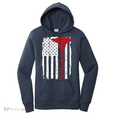 Healthcare Front line US Flag Women's Hoodie