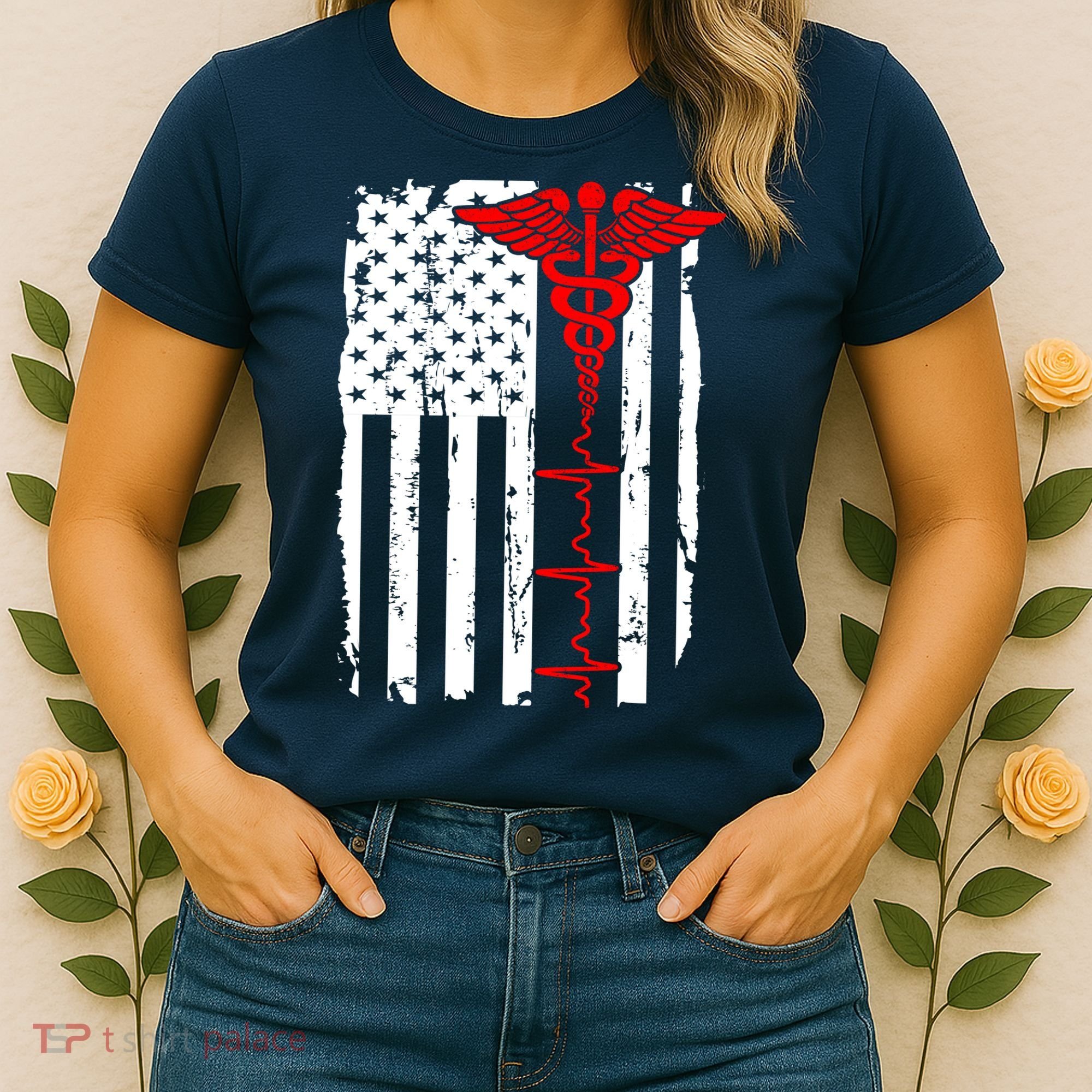 Healthcare Front line US Flag Women's T-Shirt