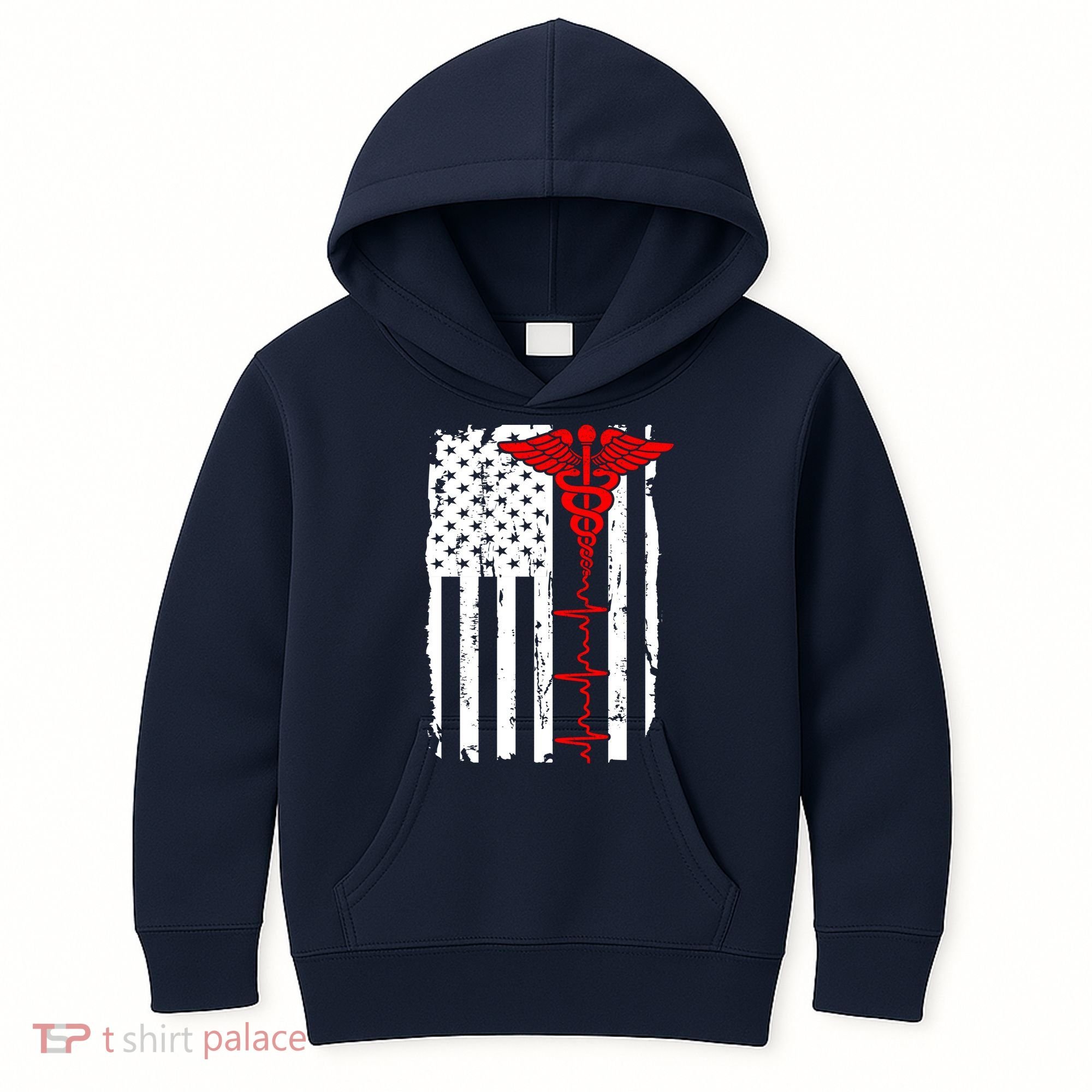 Healthcare Front line US Flag Kids Hoodie