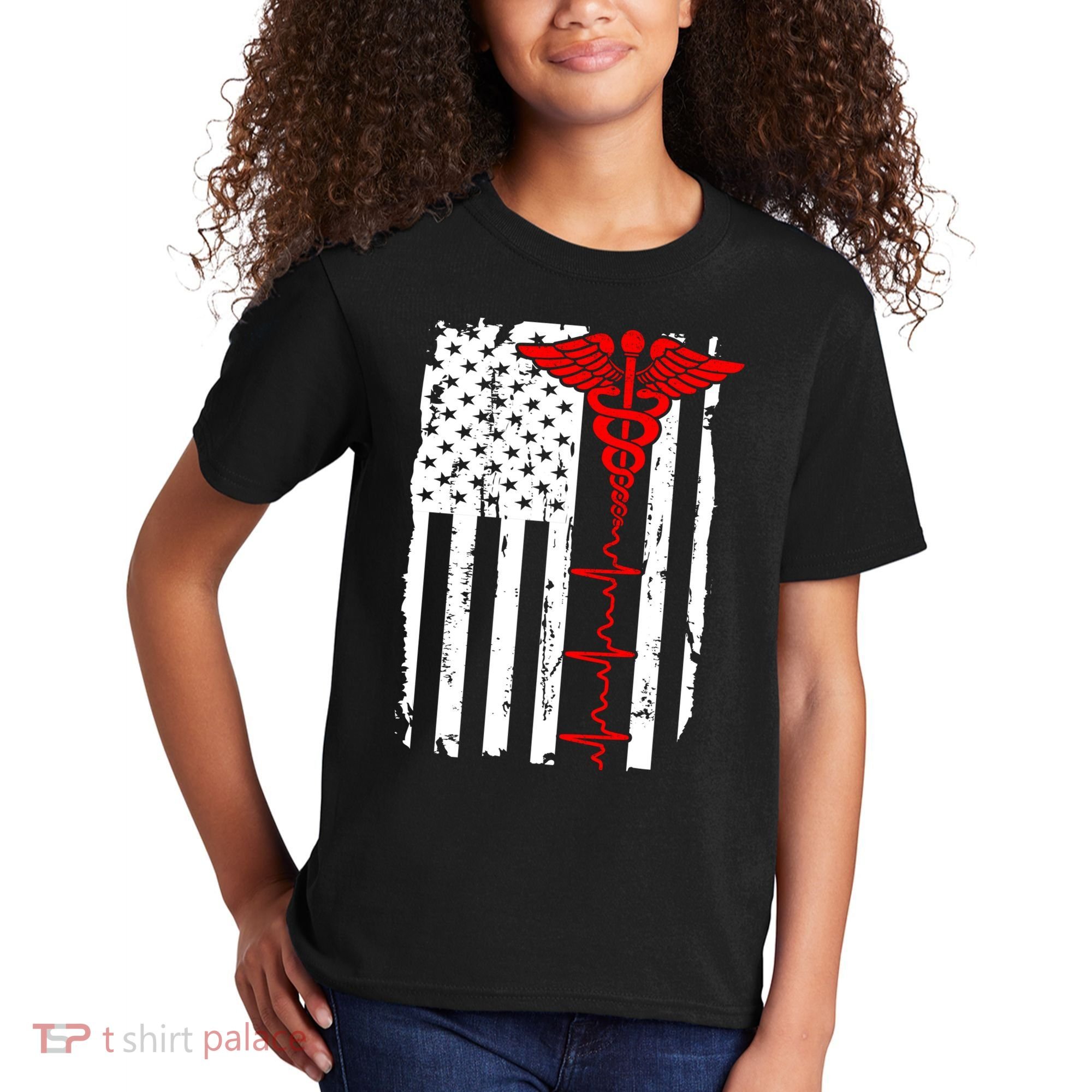 Healthcare Front line US Flag Kids T-Shirt