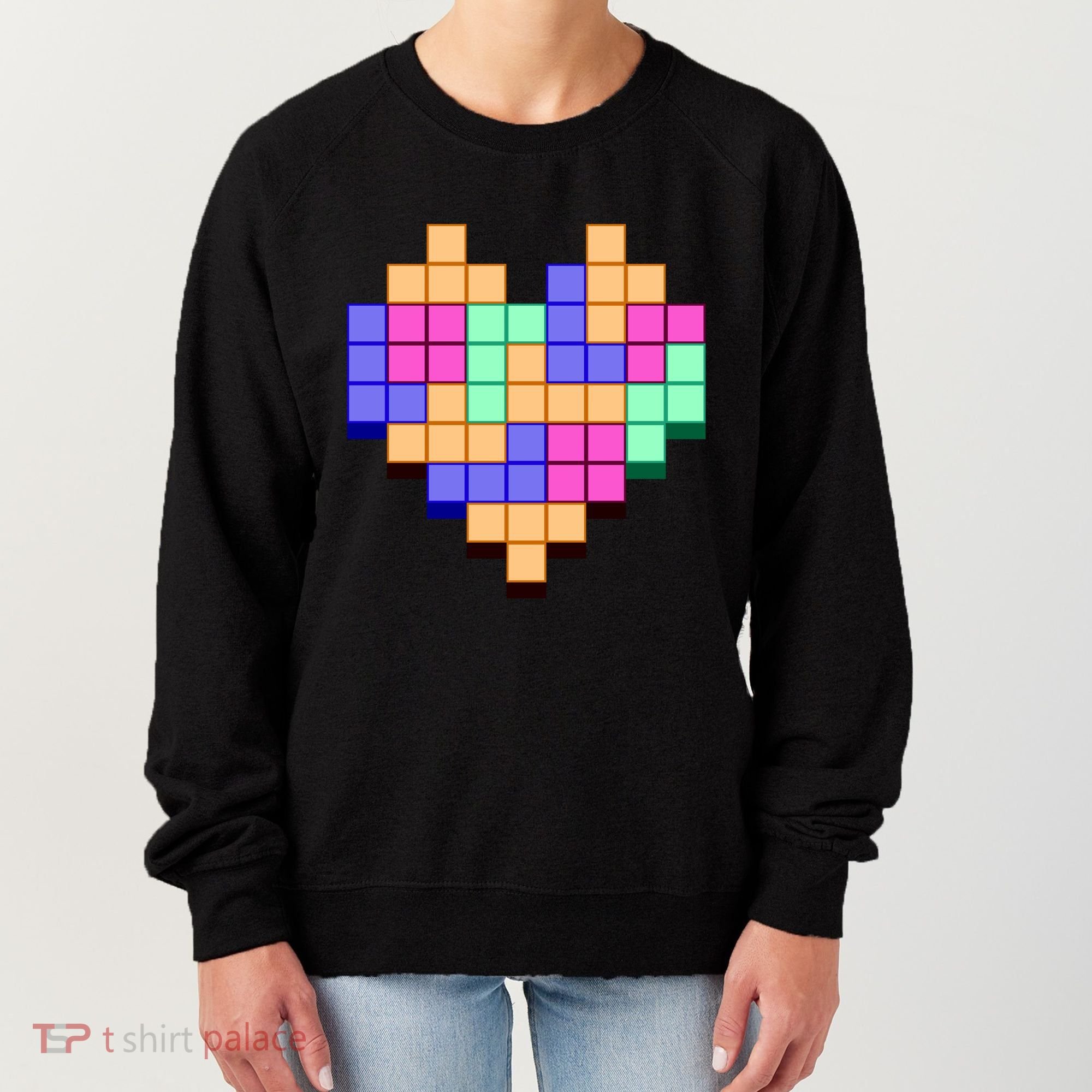 Heart Block Game Valentine's Day Gamer Love Women's Sweatshirt