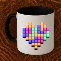 Heart Block Game Valentine's Day Gamer Love Coffee Mug thumb 2