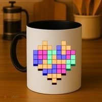 Heart Block Game Valentine's Day Gamer Love Coffee Mug thumb 4