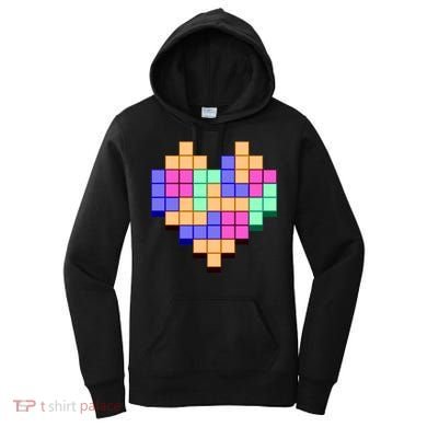 Heart Block Game Valentine's Day Gamer Love Women's Hoodie