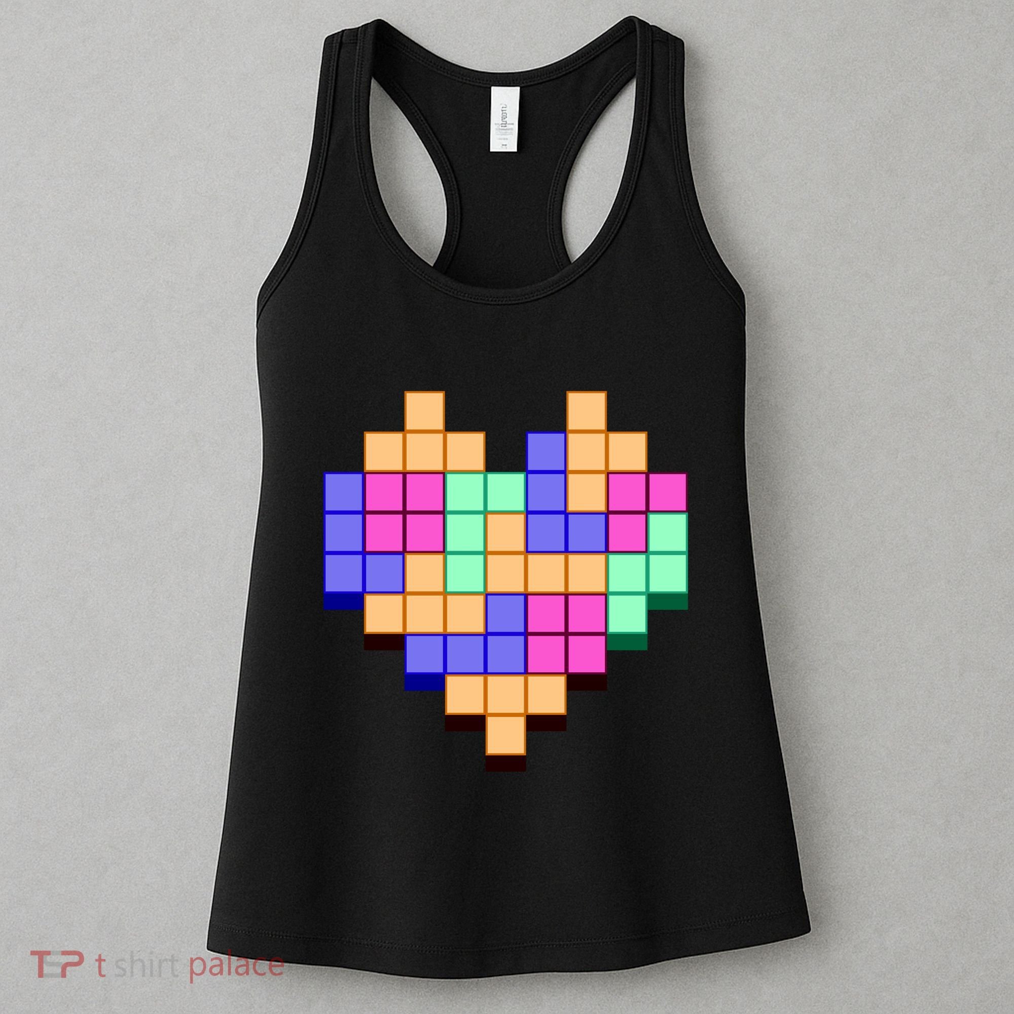 Heart Block Game Valentine's Day Gamer Love Women's Tank Top