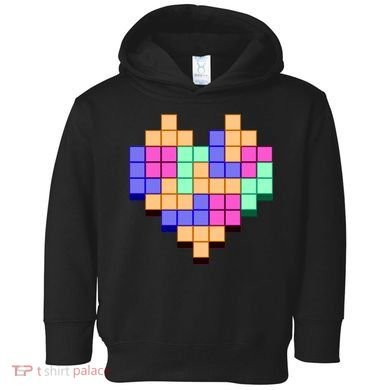 Heart Block Game Valentine's Day Gamer Love Toddler Hoodie