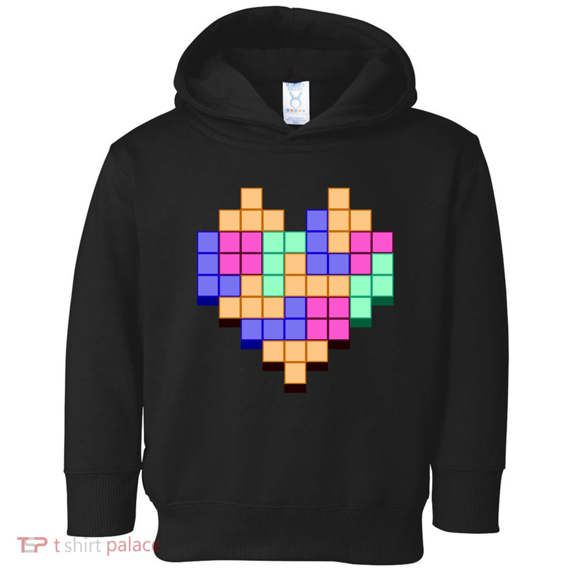 Heart Block Game Valentine's Day Gamer Love Toddler Hoodie