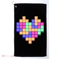 Heart Block Game Valentine's Day Gamer Love Golf Towel thumb 0