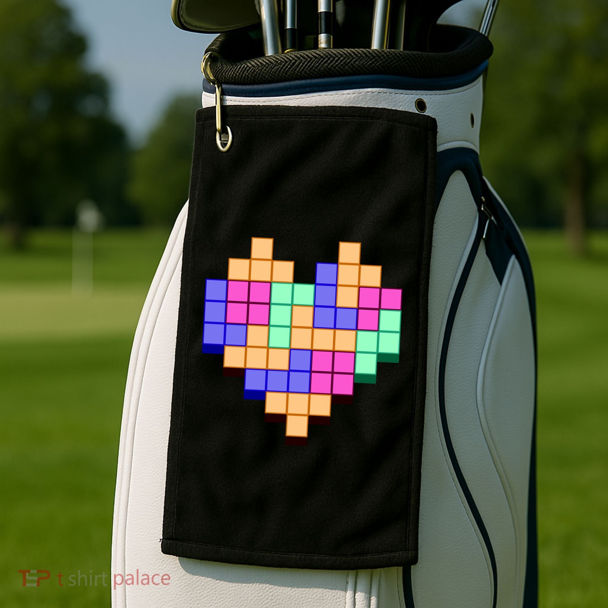 Heart Block Game Valentine's Day Gamer Love Golf Towel