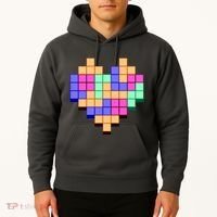 Heart Block Game Valentine's Day Gamer Love Hoodie thumb 2
