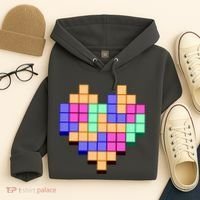 Heart Block Game Valentine's Day Gamer Love Hoodie thumb 4