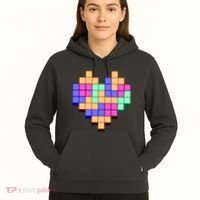 Heart Block Game Valentine's Day Gamer Love Hoodie thumb 5