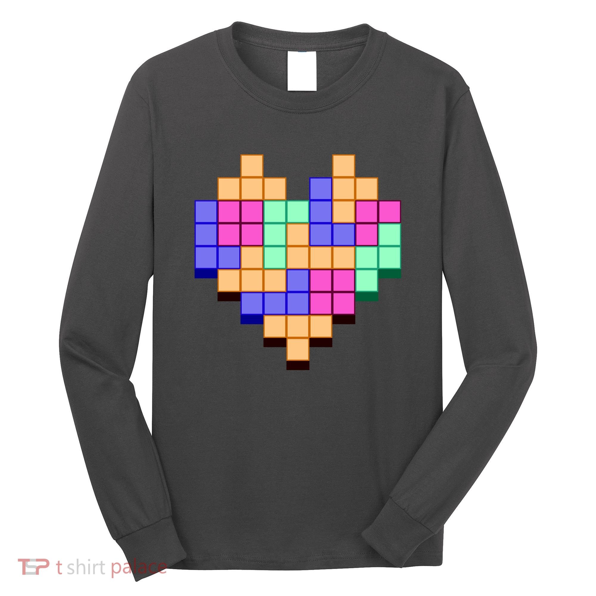 Heart Block Game Valentine's Day Gamer Love Long Sleeve Shirt