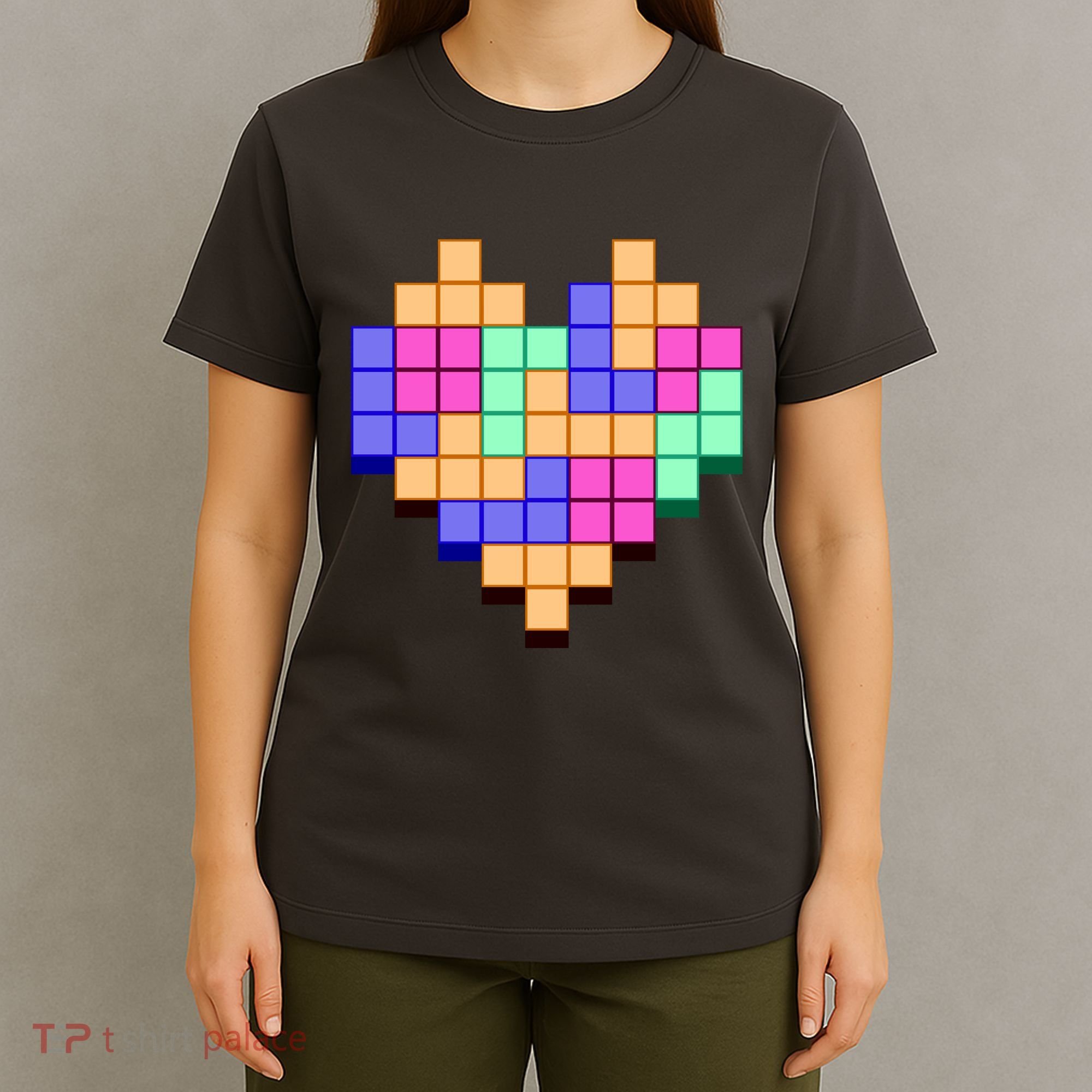 Heart Block Game Valentine's Day Gamer Love T-Shirt