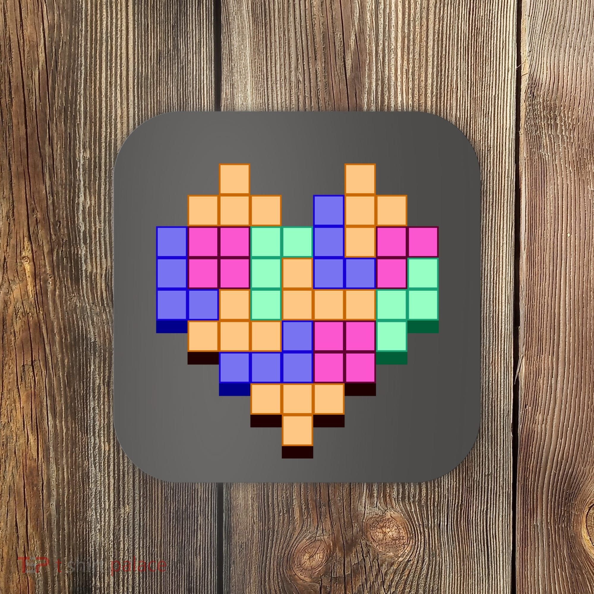 Heart Block Game Valentine's Day Gamer Love Coaster
