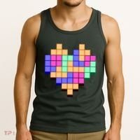 Heart Block Game Valentine's Day Gamer Love Tank Top thumb 3