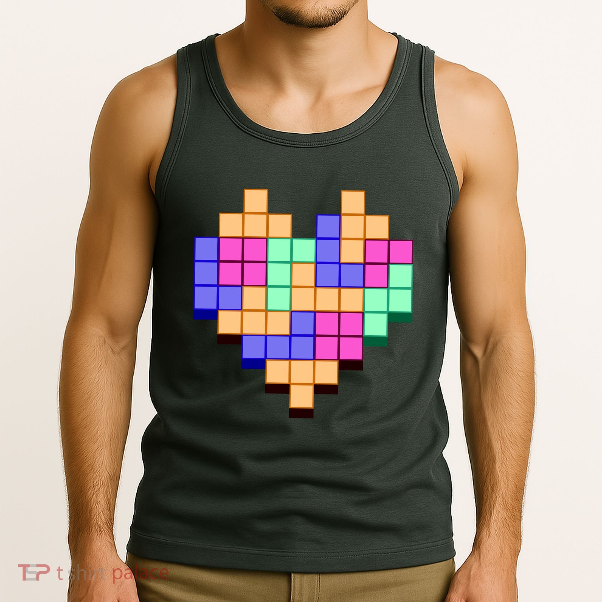 Heart Block Game Valentine's Day Gamer Love Tank Top