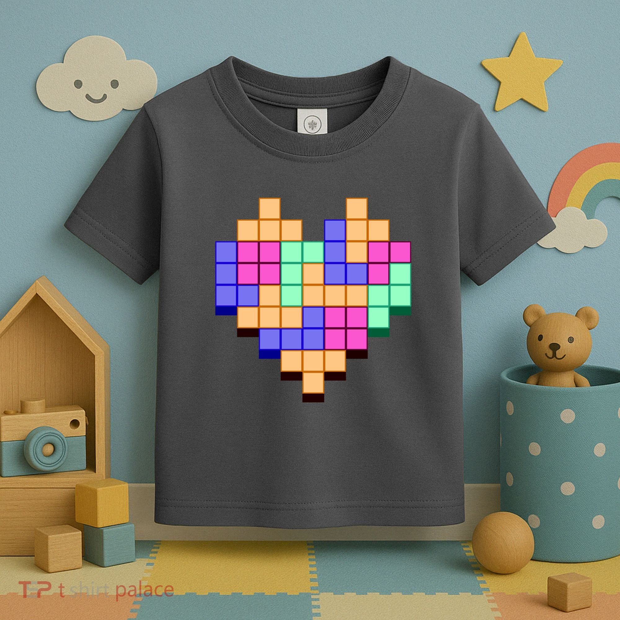 Heart Block Game Valentine's Day Gamer Love Toddler T-Shirt