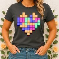 Heart Block Game Valentine's Day Gamer Love Women's T-Shirt thumb 2