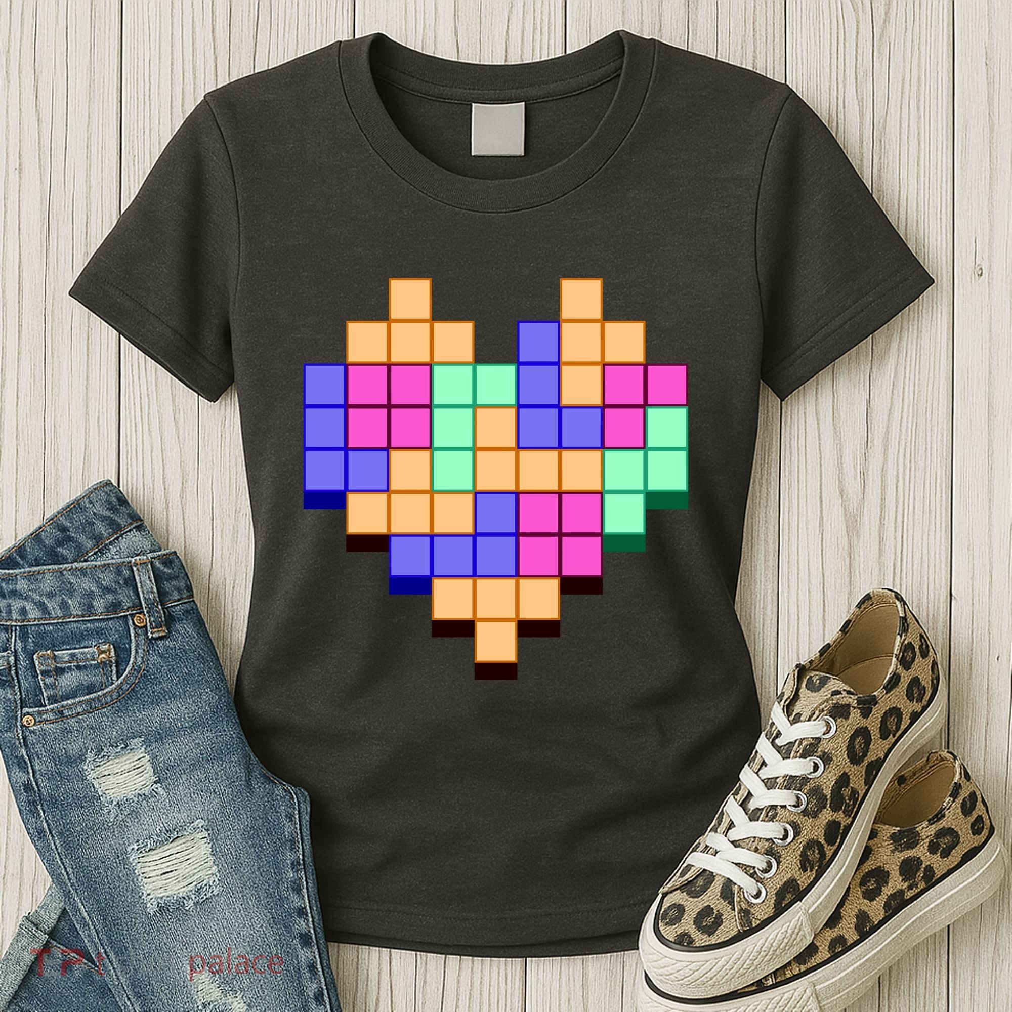 Heart Block Game Valentine's Day Gamer Love Women's T-Shirt